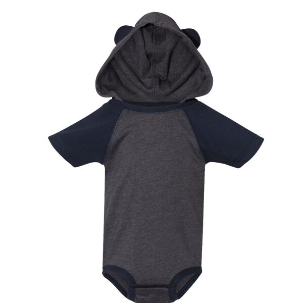 Fine Jersey Infant Short Sleeve Raglan Bodysuit with Hood & Ears Thumbnail