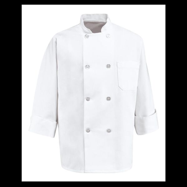Eight Pearl Button Chef Coat Long Sizes Thumbnail